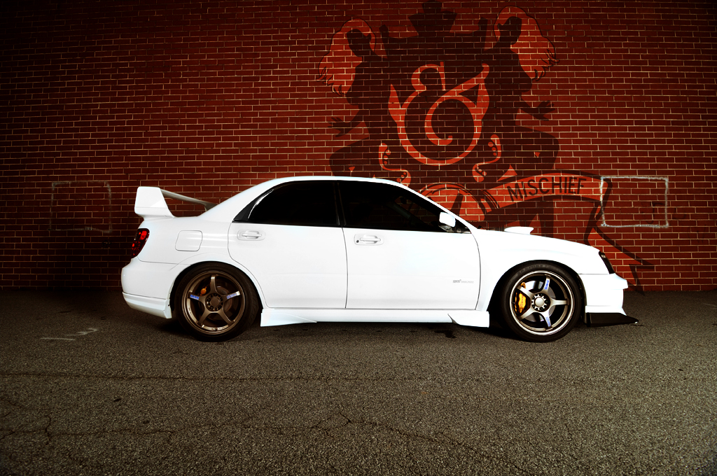 White WRX at Checkpoint 1